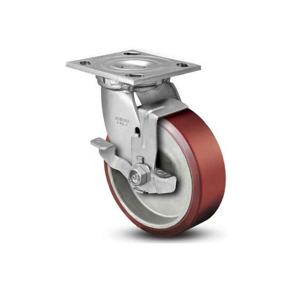 Colson 4 Series Swivel Plate Caster 4.08199.939 BRK7 Polyurethane With Brake 8" Dia. 1250 Lb.